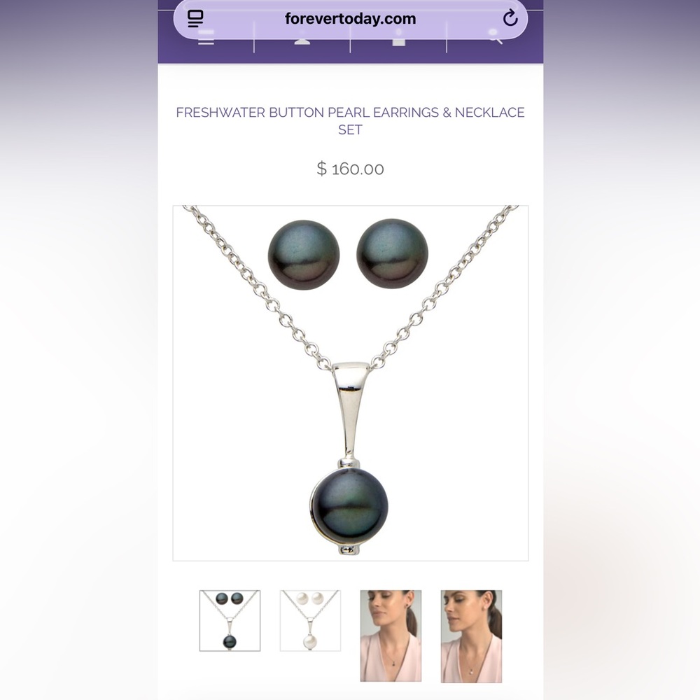 Black pear necklace and earring set new